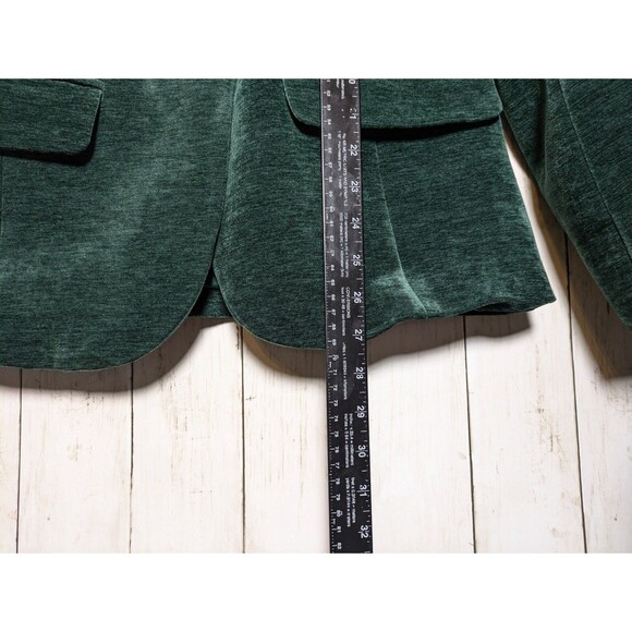 Green Velvet Blazer Jacket Gold Buttons Size XL Witchy Holiday Party Glam Sexy - Picture 7 of 8
